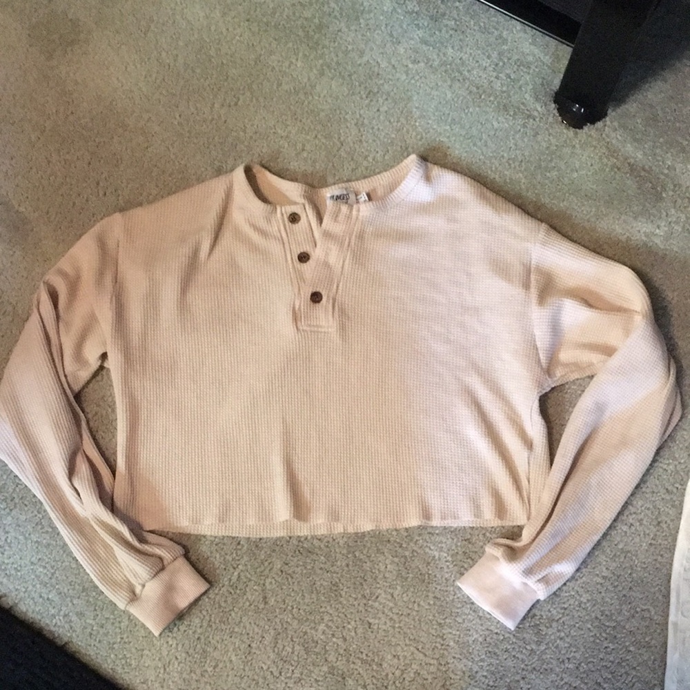 Princess Polly Beige Cropped Long Sleeve Size 4